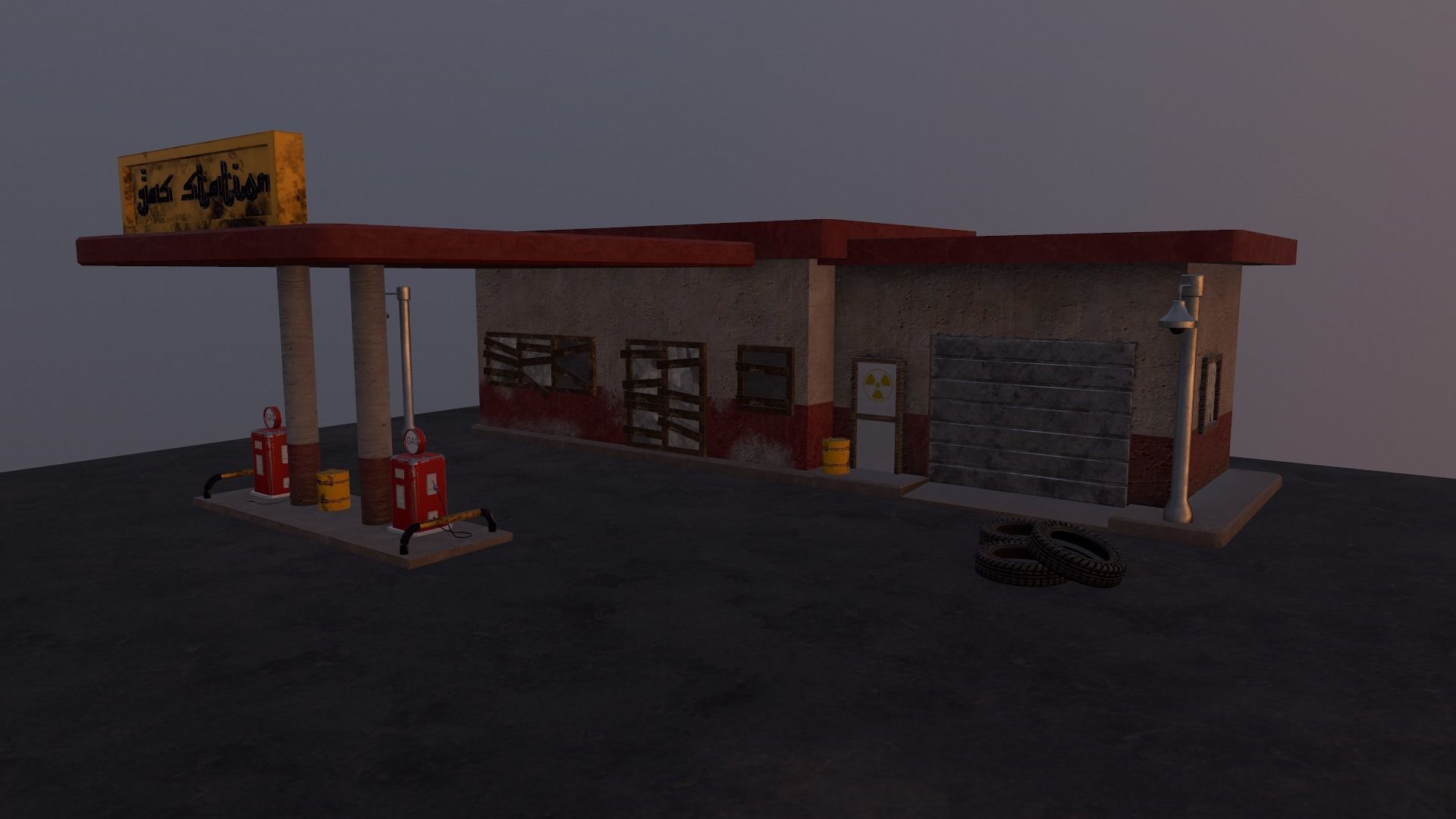 Desert Gas Station Low-poly 3D model_12
