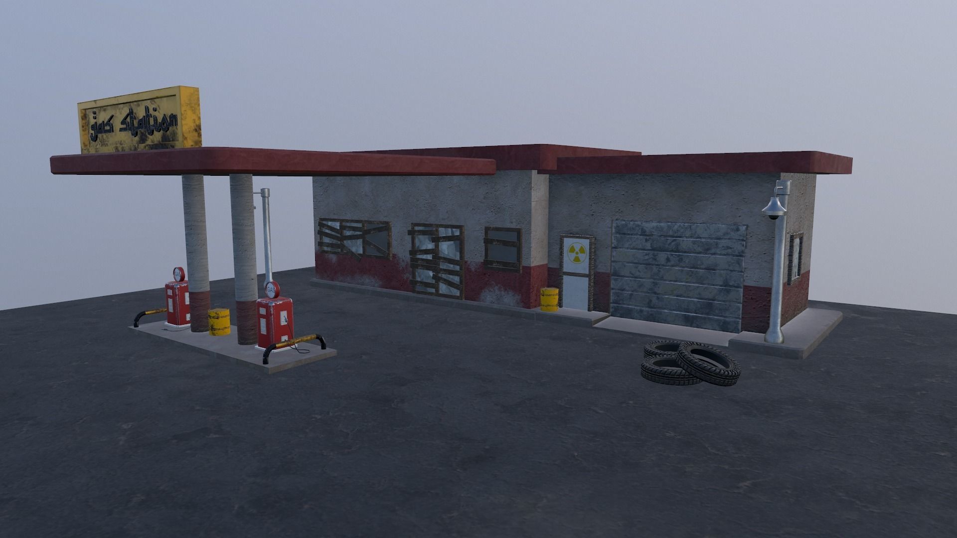 Desert Gas Station Low-poly 3D model_28