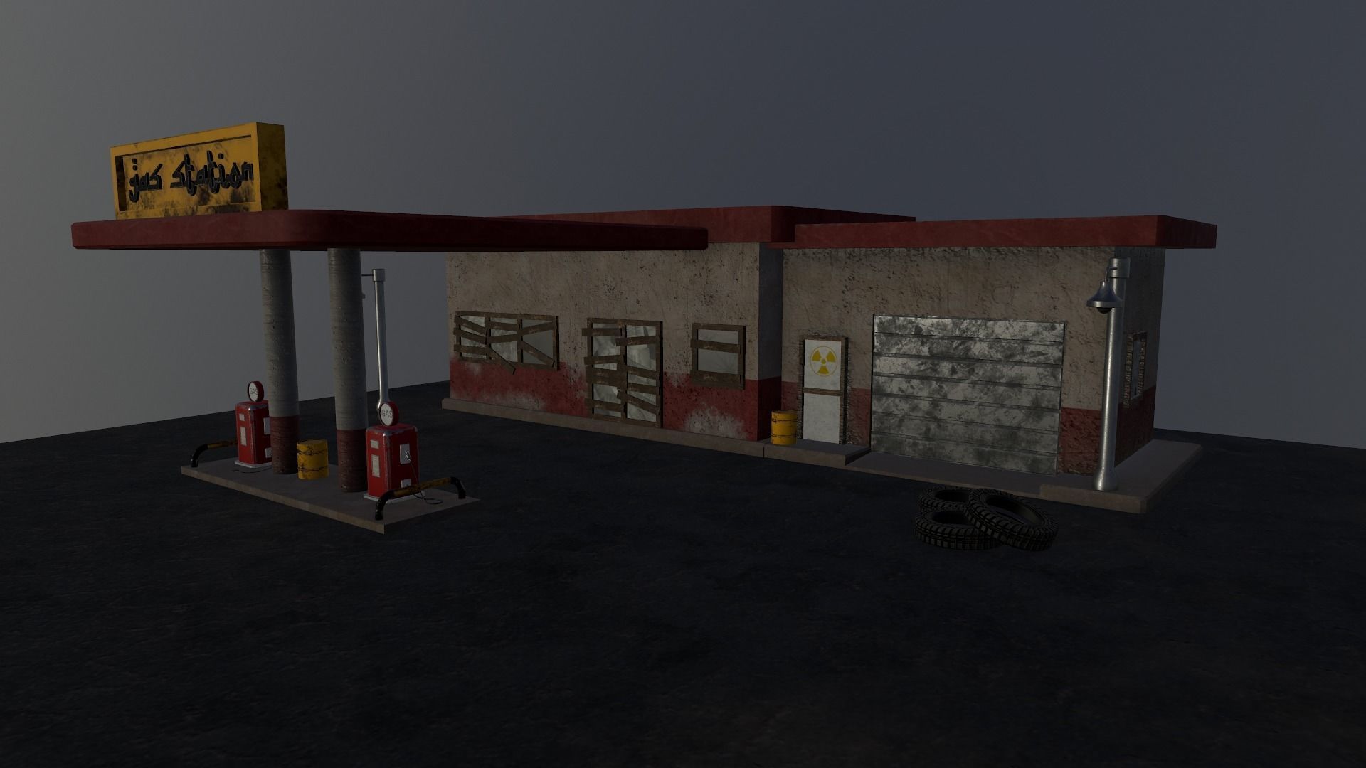 Desert Gas Station Low-poly 3D model_17
