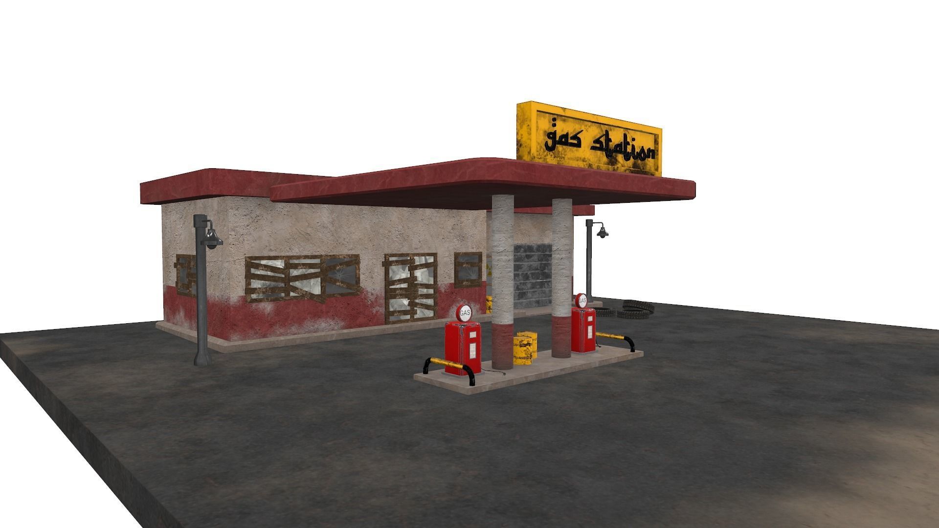 Desert Gas Station Low-poly 3D model_2