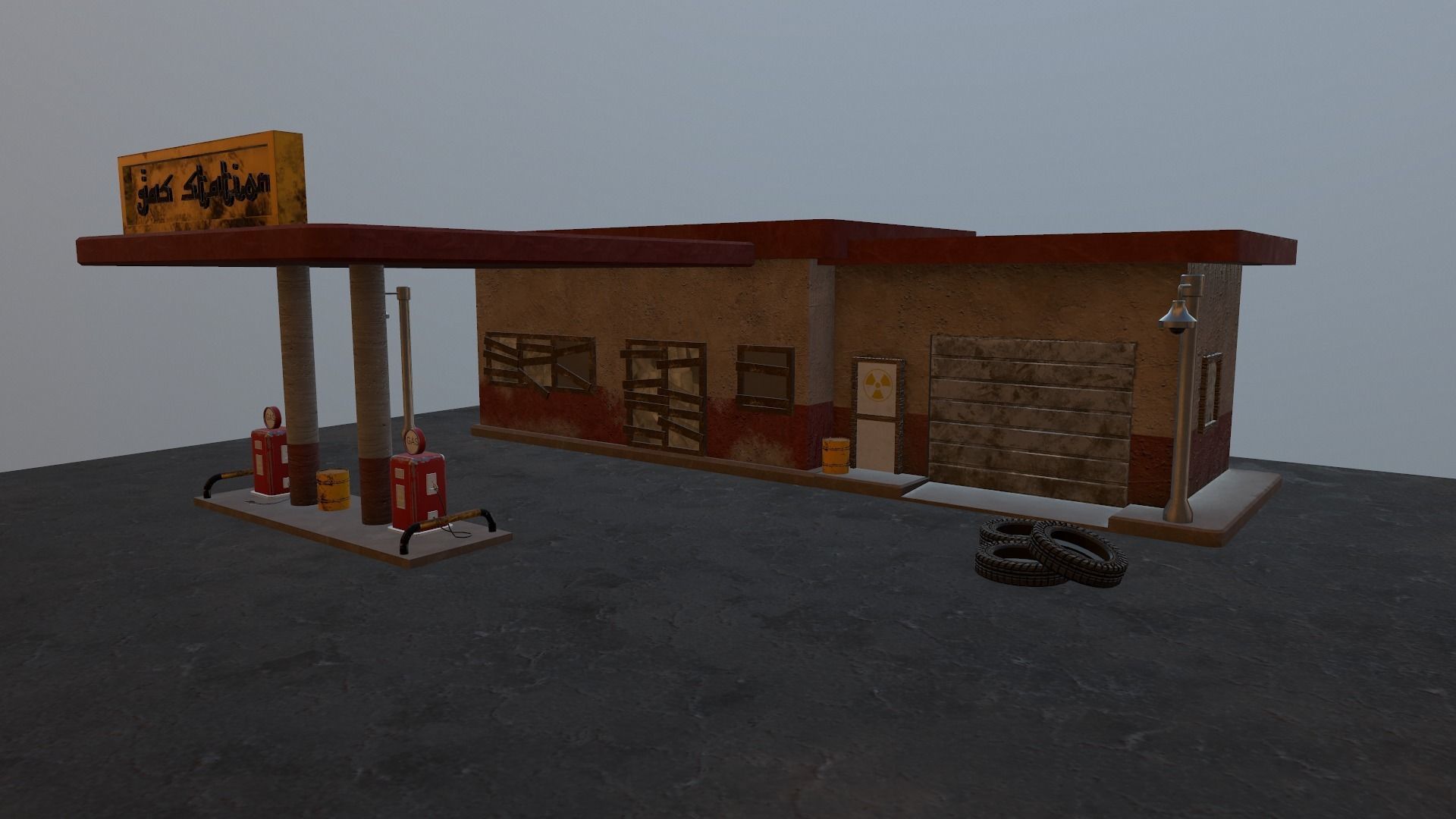 Desert Gas Station Low-poly 3D model_26