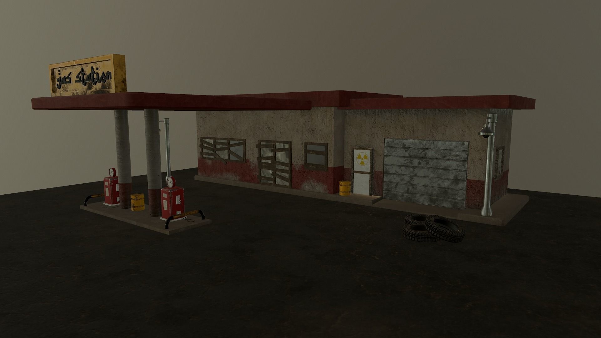 Desert Gas Station Low-poly 3D model_21