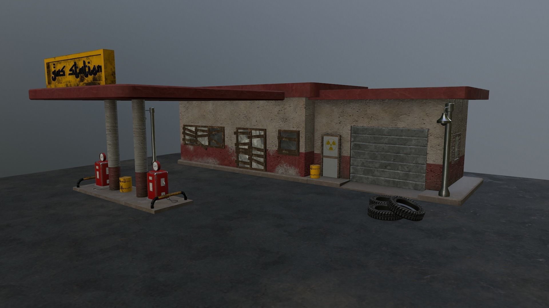 Desert Gas Station Low-poly 3D model_19