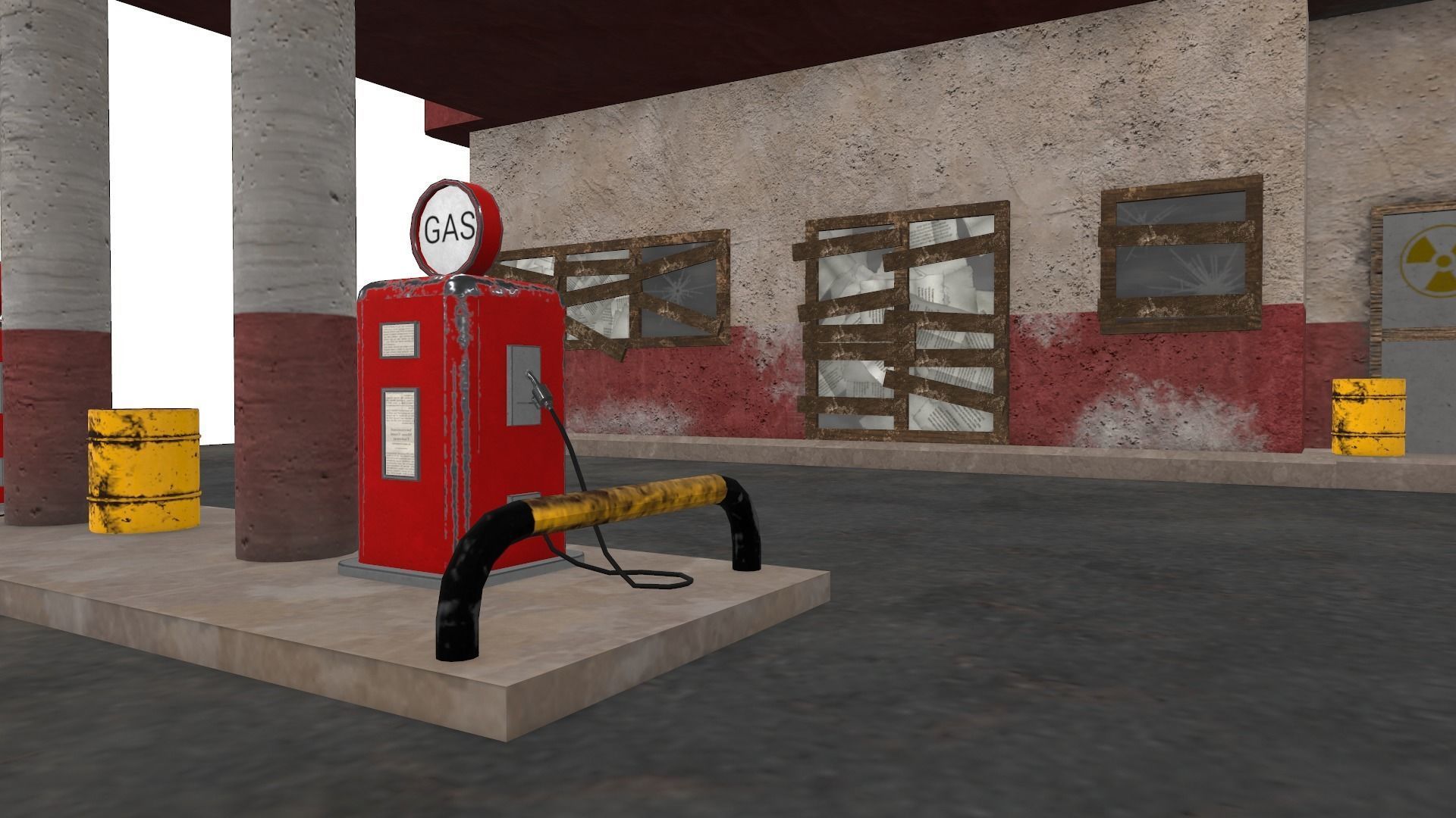 Desert Gas Station Low-poly 3D model_6