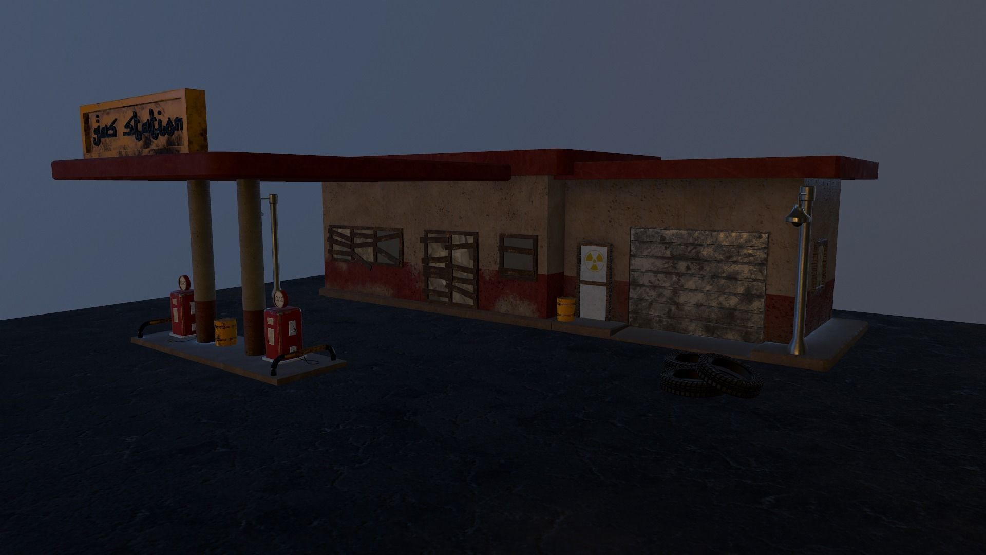 Desert Gas Station Low-poly 3D model_14