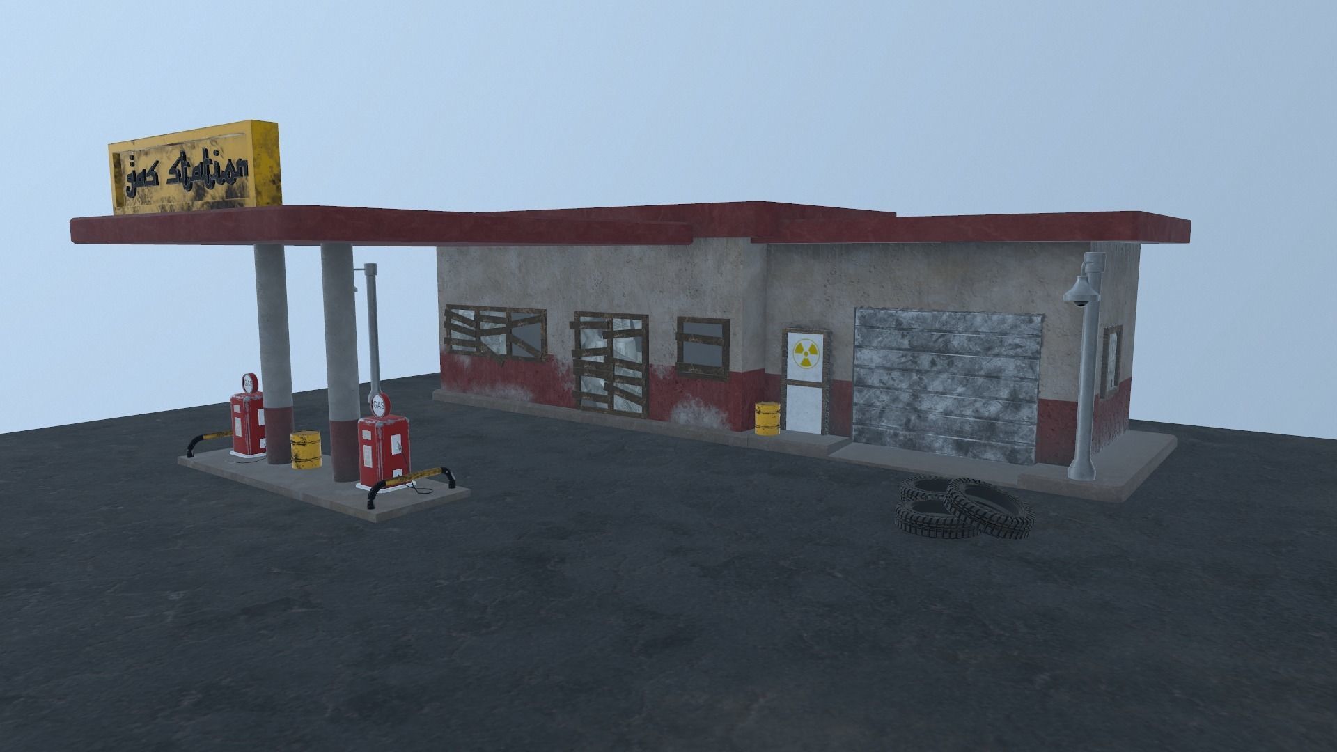 Desert Gas Station Low-poly 3D model_29