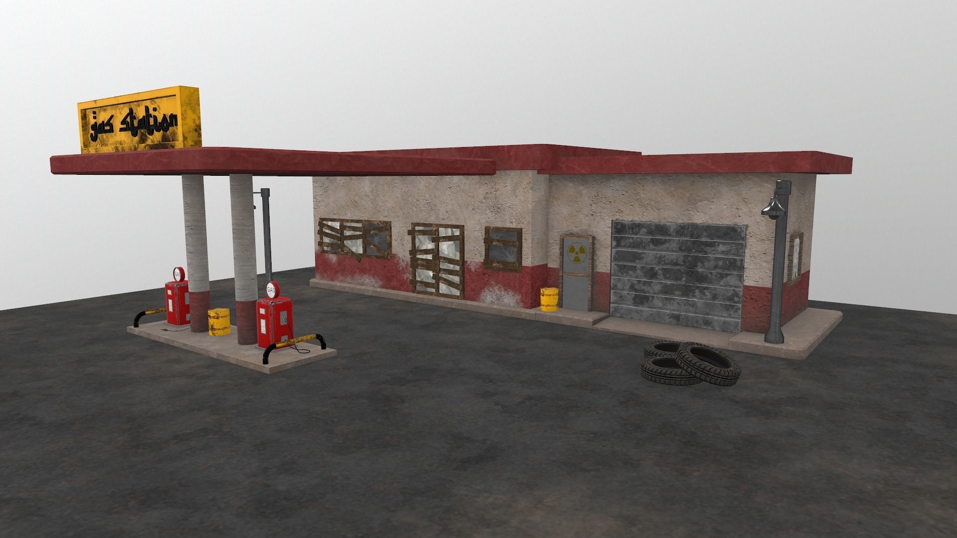 Desert Gas Station Low-poly 3D model_32