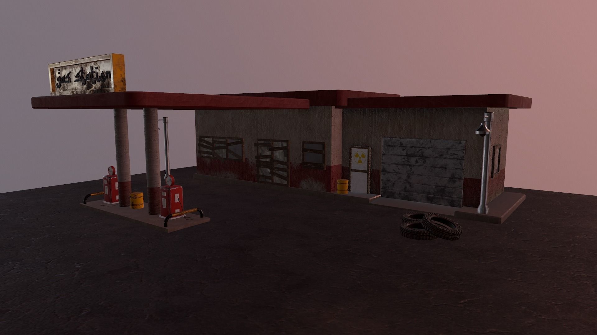 Desert Gas Station Low-poly 3D model_13