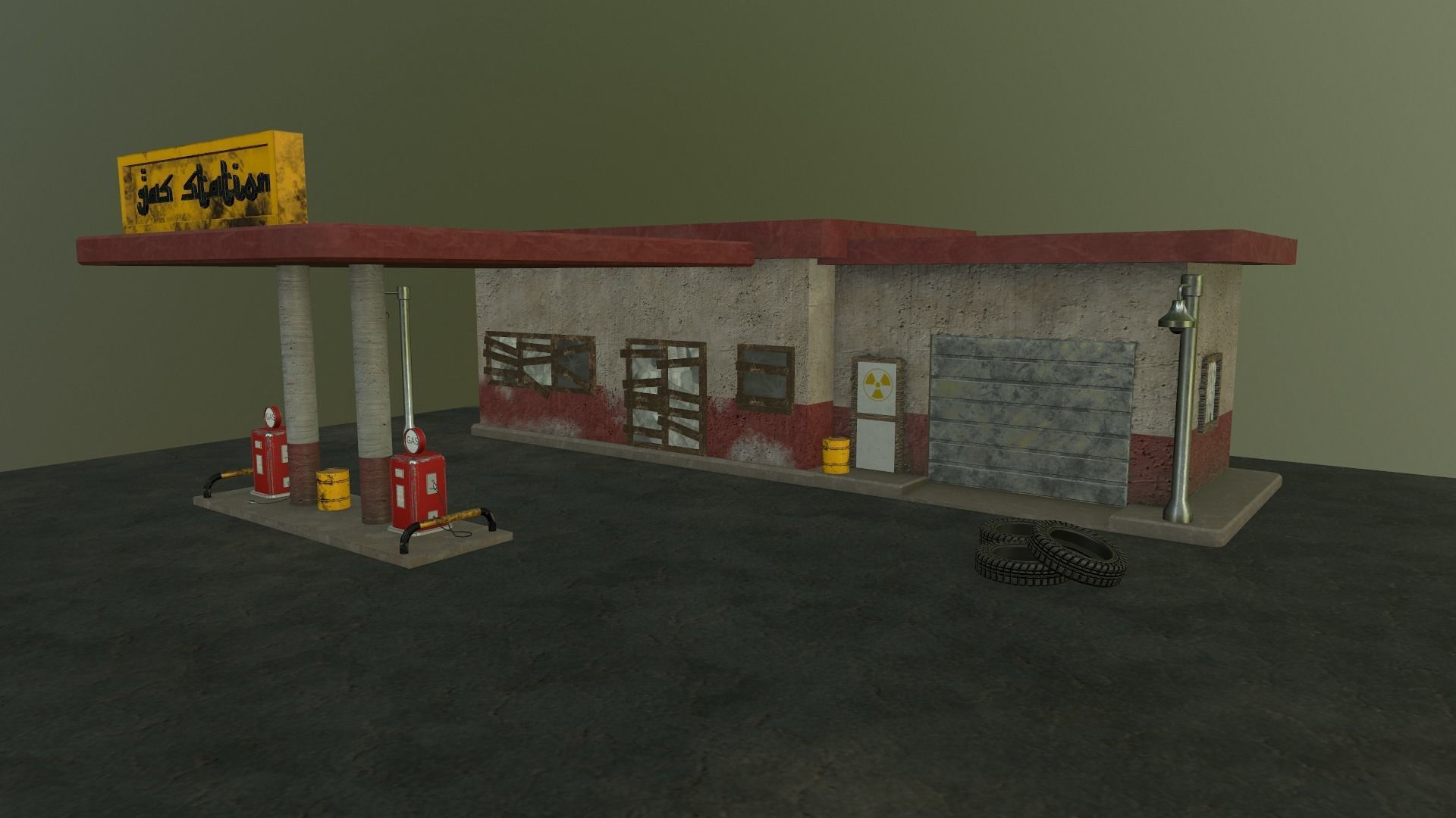 Desert Gas Station Low-poly 3D model_33