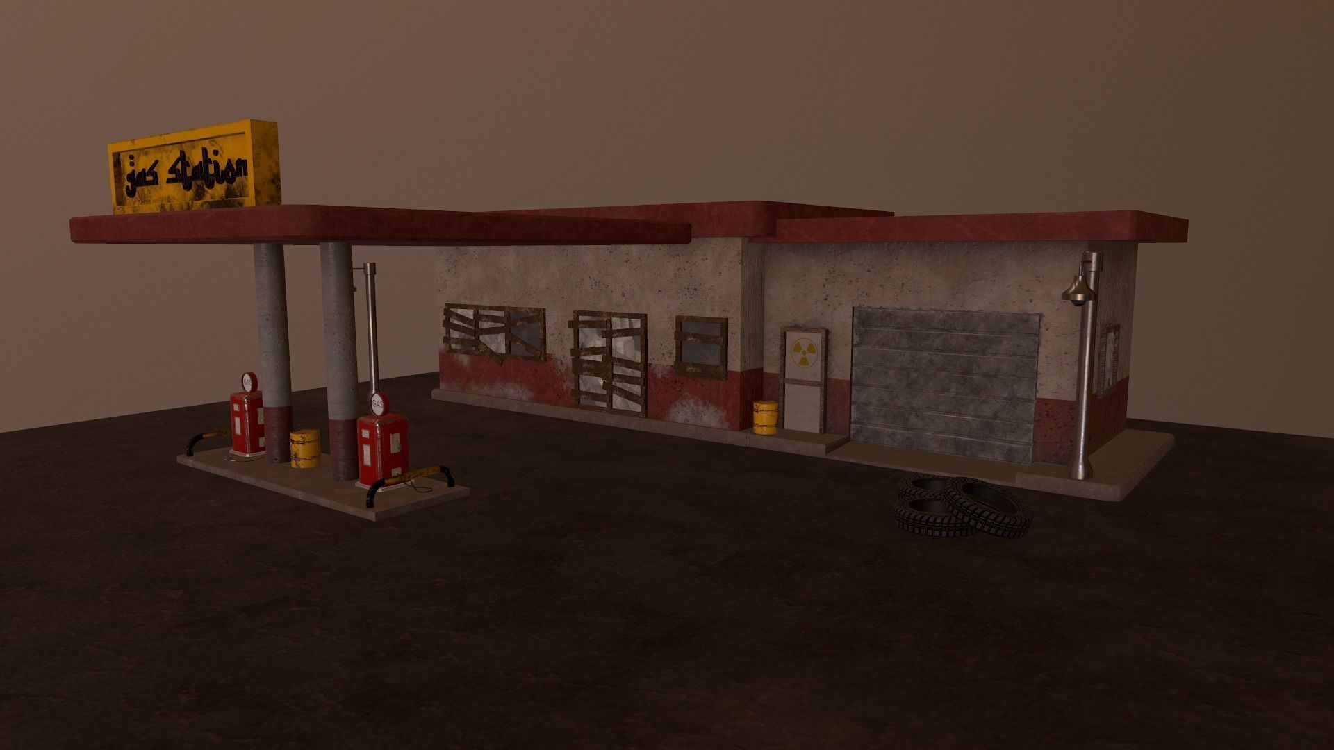Desert Gas Station Low-poly 3D model_16
