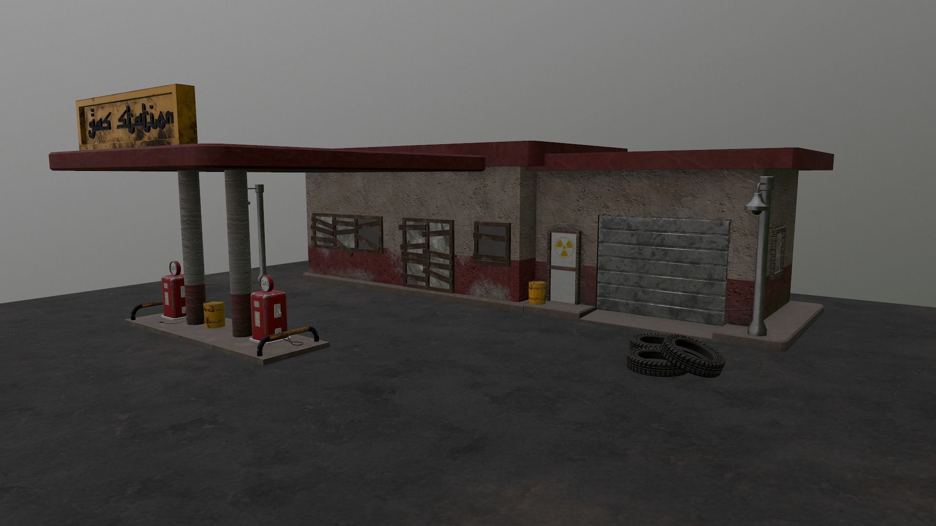 Desert Gas Station Low-poly 3D model_25