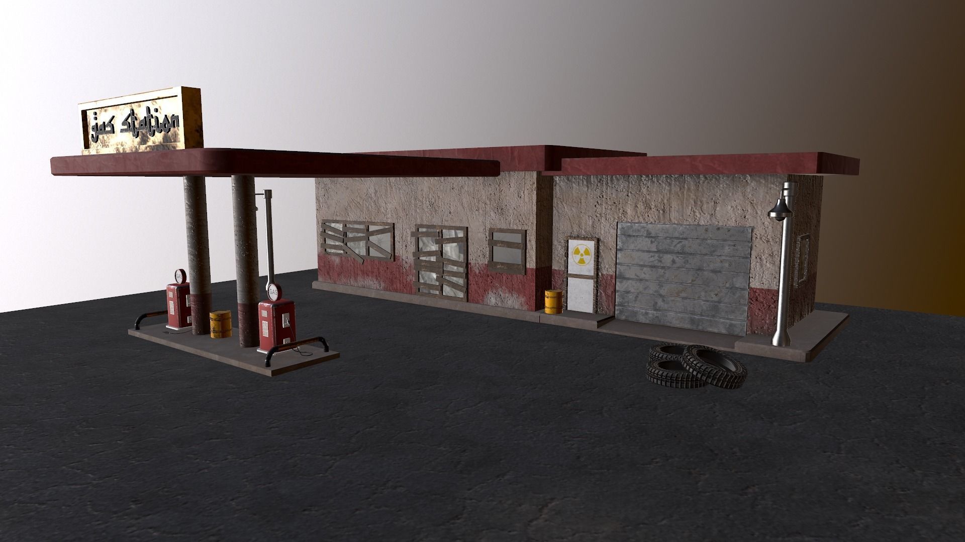 Desert Gas Station Low-poly 3D model_34