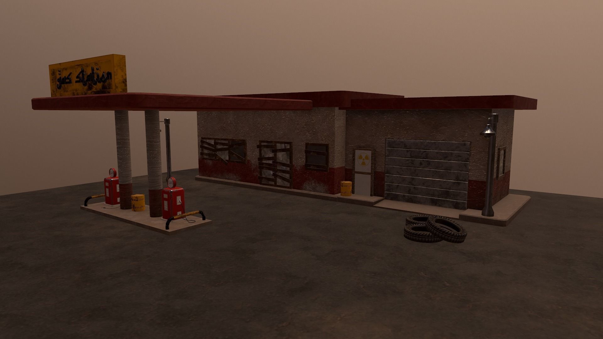 Desert Gas Station Low-poly 3D model_20