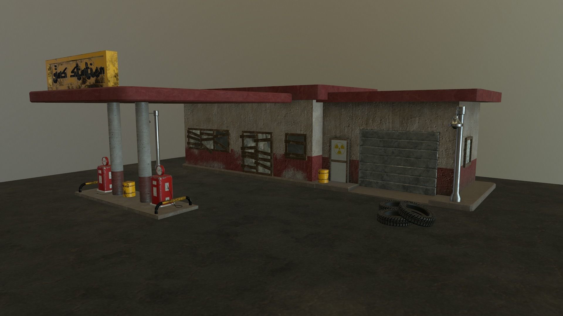 Desert Gas Station Low-poly 3D model_18