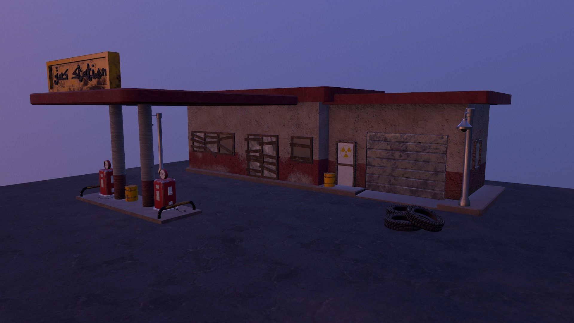 Desert Gas Station Low-poly 3D model_23