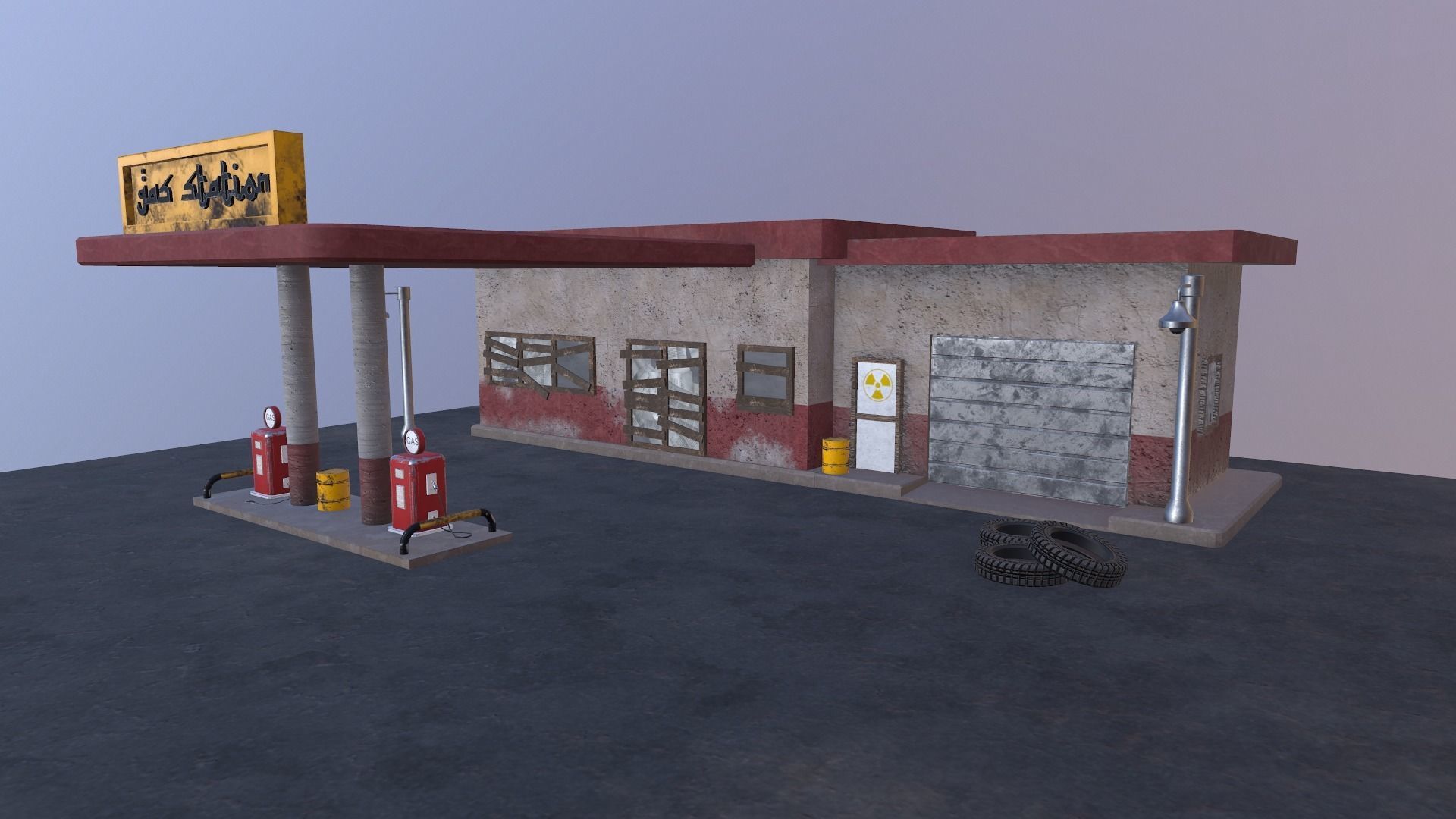 Desert Gas Station Low-poly 3D model_35