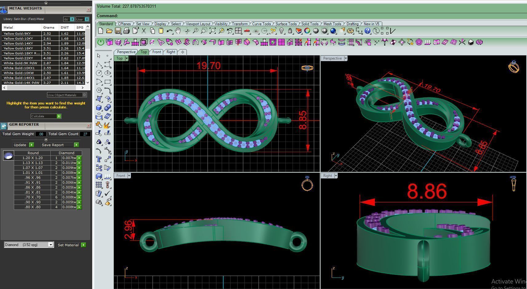 Bracelet B6 The luxury female bracelet with gem 3D print model_6