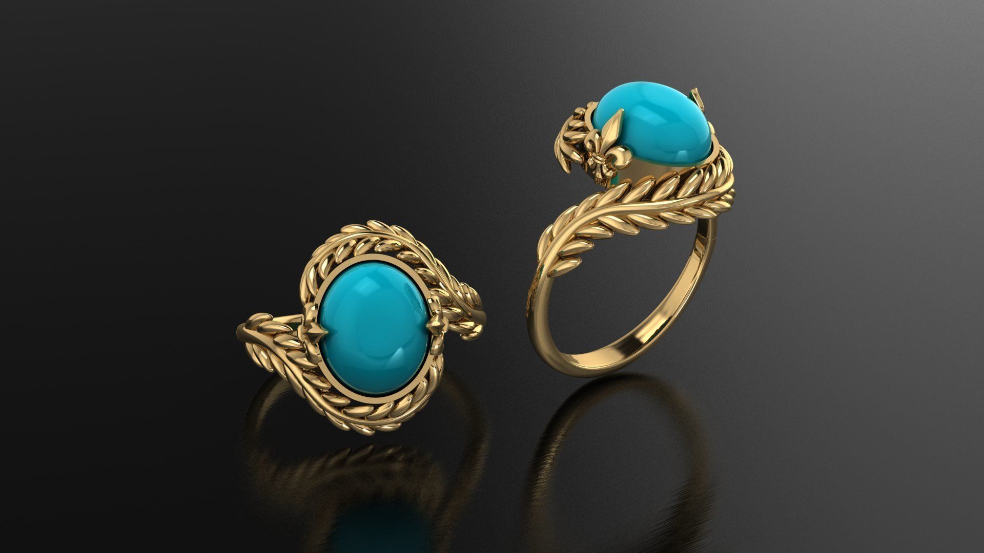 turquoise ring 3D print model_2