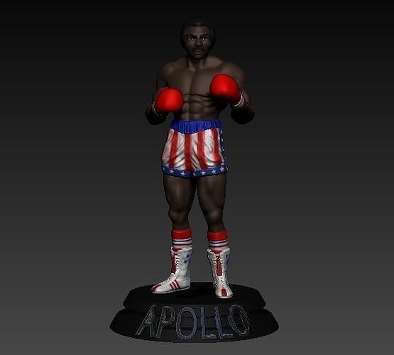 APOLLO boxing figurine with american flag 3D print model
