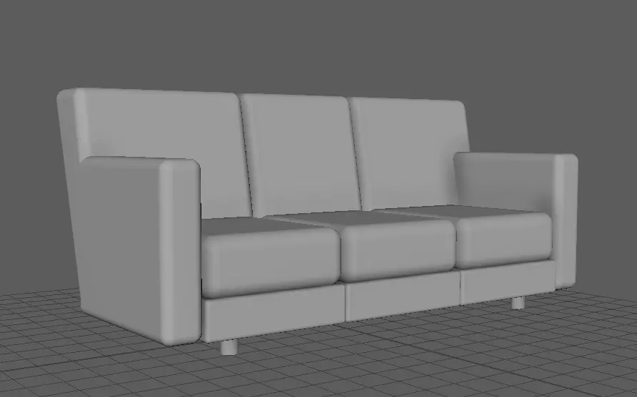 Couch sofa Low-poly 3D model_0