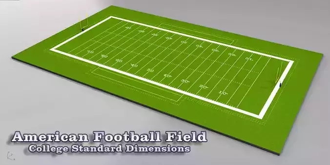 American Football Field-College version Low-poly 3D model