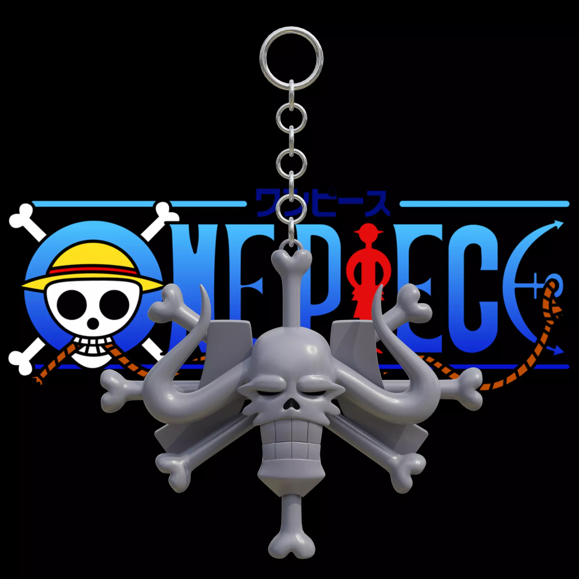 Keychain Kaido Jolly Roger - One Piece 3D print model_0