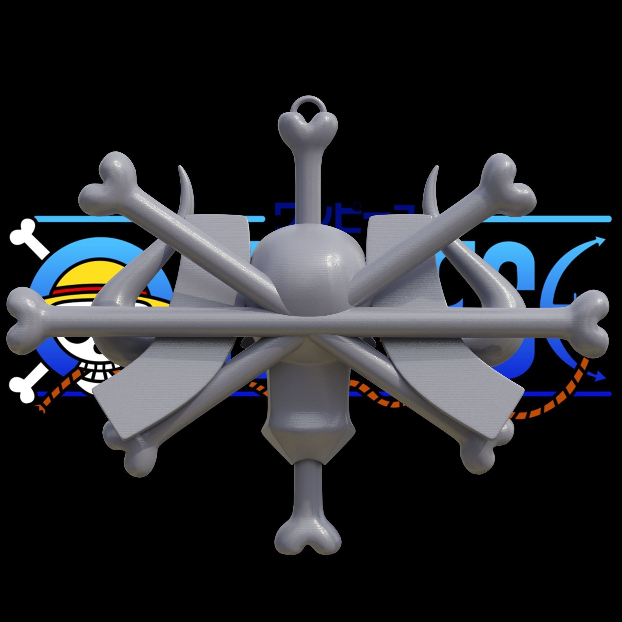 Keychain Kaido Jolly Roger - One Piece 3D print model_4