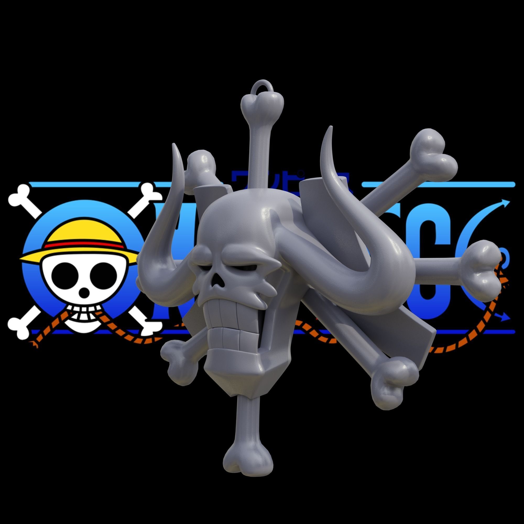 Keychain Kaido Jolly Roger - One Piece 3D print model_2