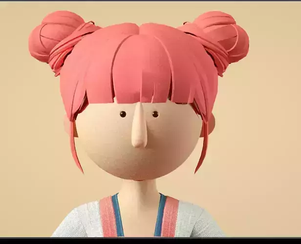 Fuwa head cartoon girl   Hanbok dress little girl