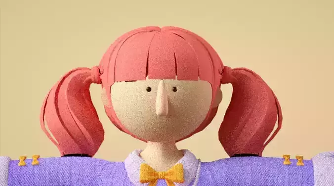 cartoon little girl with bunny bag