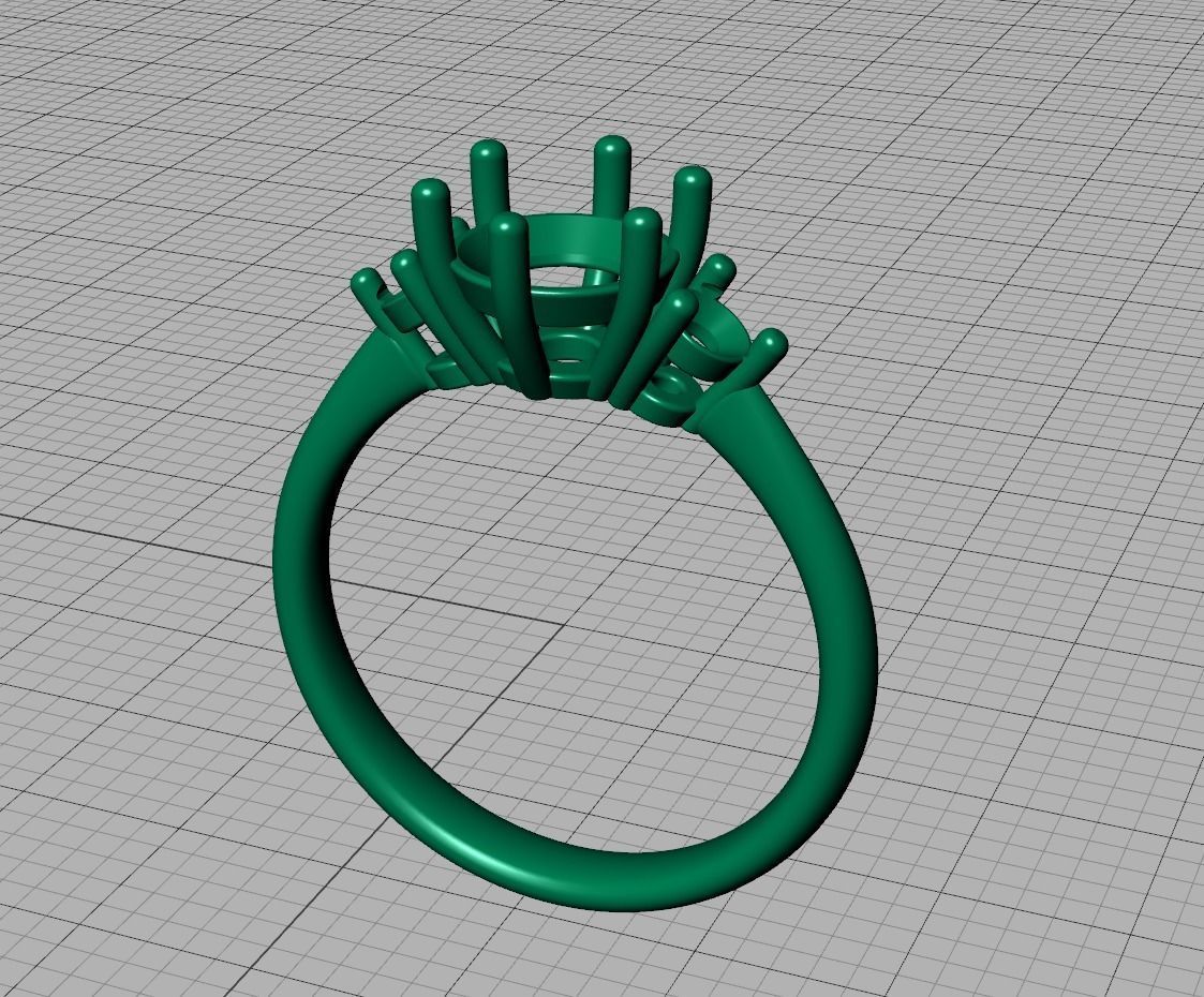 3stone Mia Engagement Ring 7mm diamond 6 claw setting 3dmodel 3D print model_21
