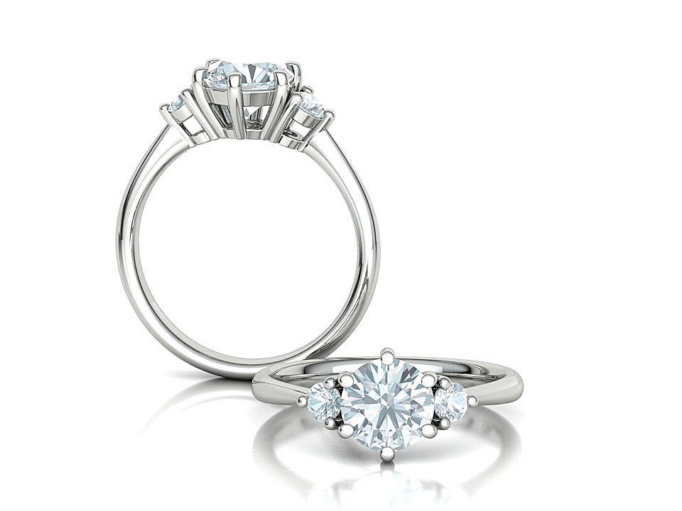3stone Mia Engagement Ring 7mm diamond 6 claw setting 3dmodel 3D print model_3