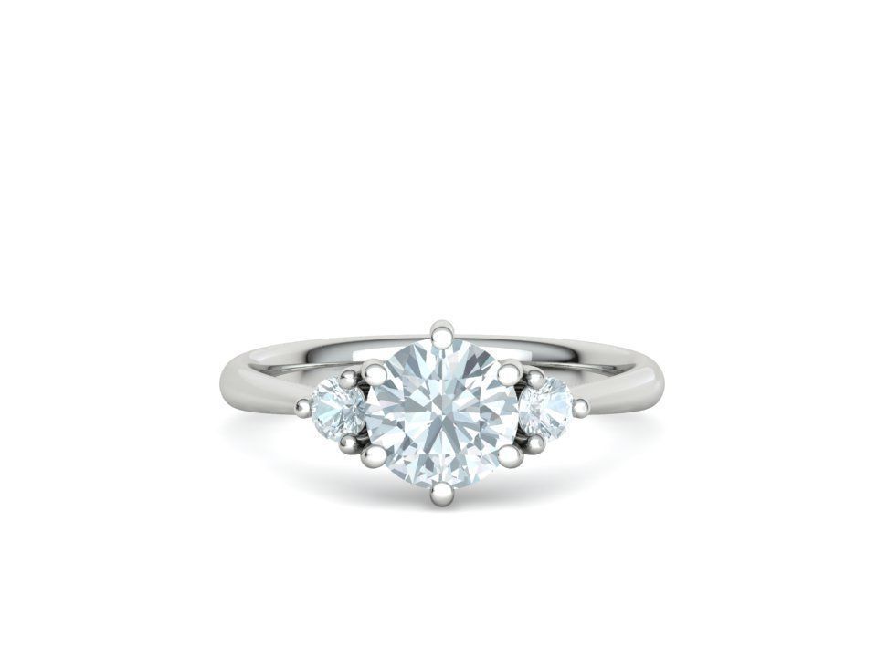 3stone Mia Engagement Ring 7mm diamond 6 claw setting 3dmodel 3D print model_6