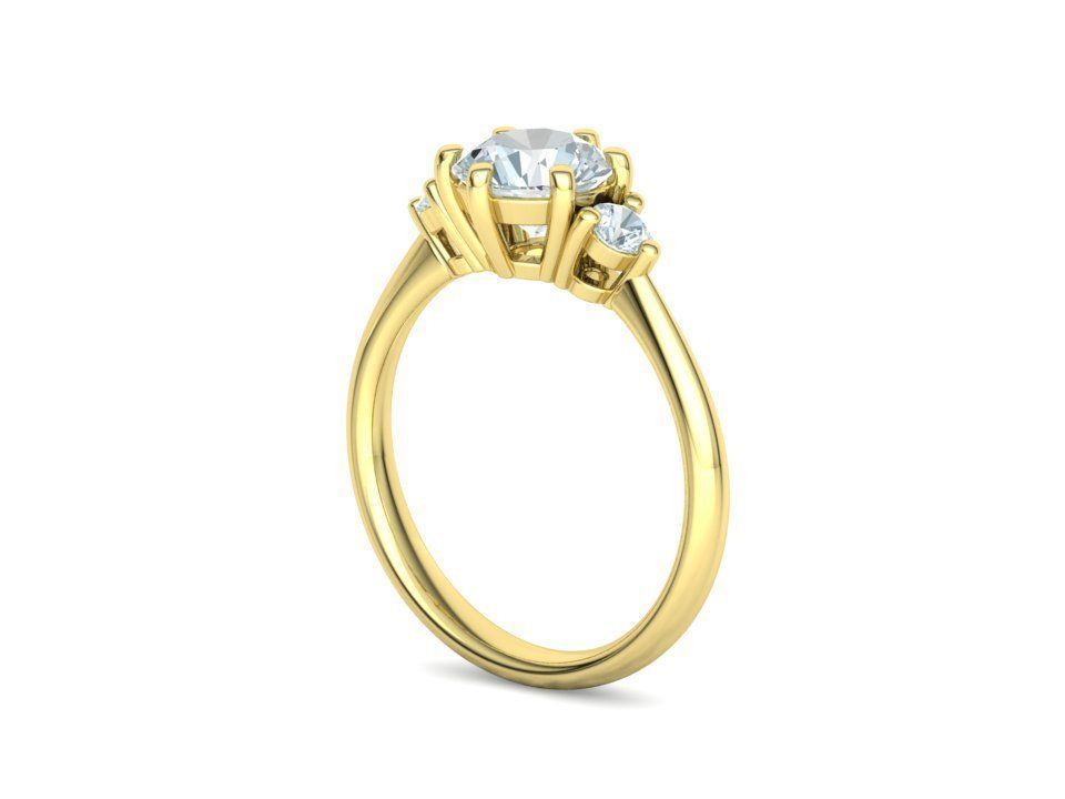 3stone Mia Engagement Ring 7mm diamond 6 claw setting 3dmodel 3D print model_26