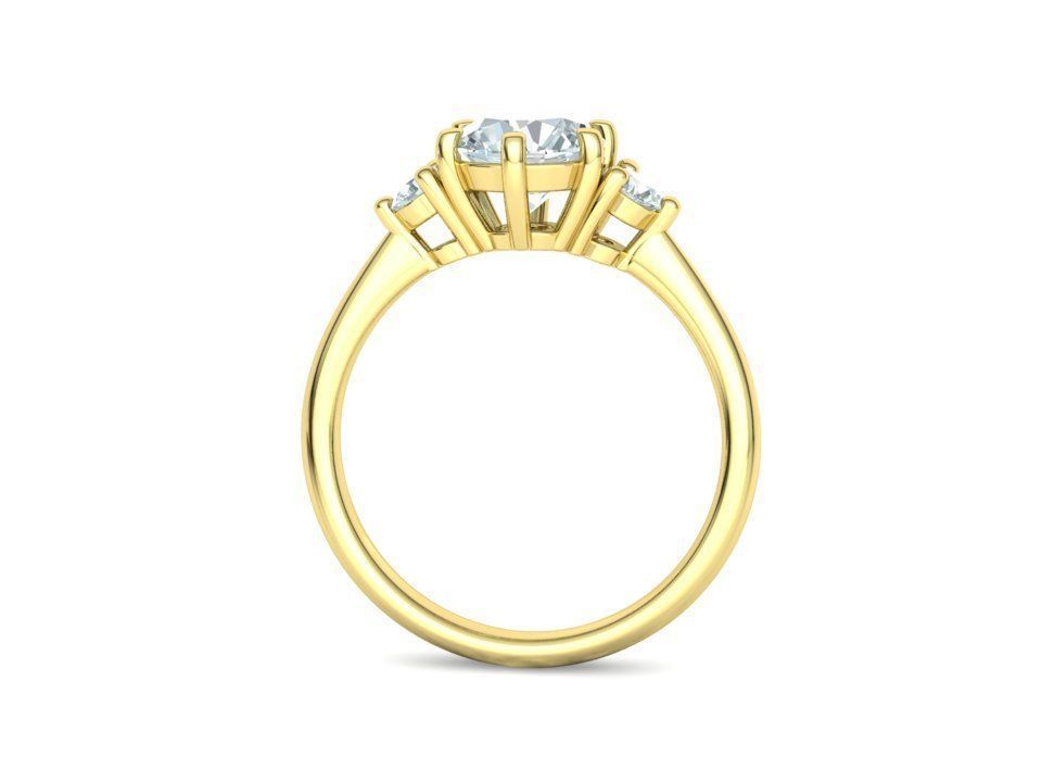 3stone Mia Engagement Ring 7mm diamond 6 claw setting 3dmodel 3D print model_29