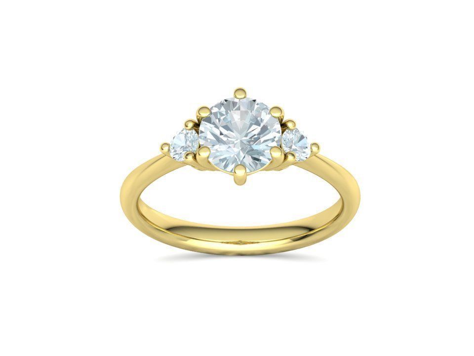 3stone Mia Engagement Ring 7mm diamond 6 claw setting 3dmodel 3D print model_35