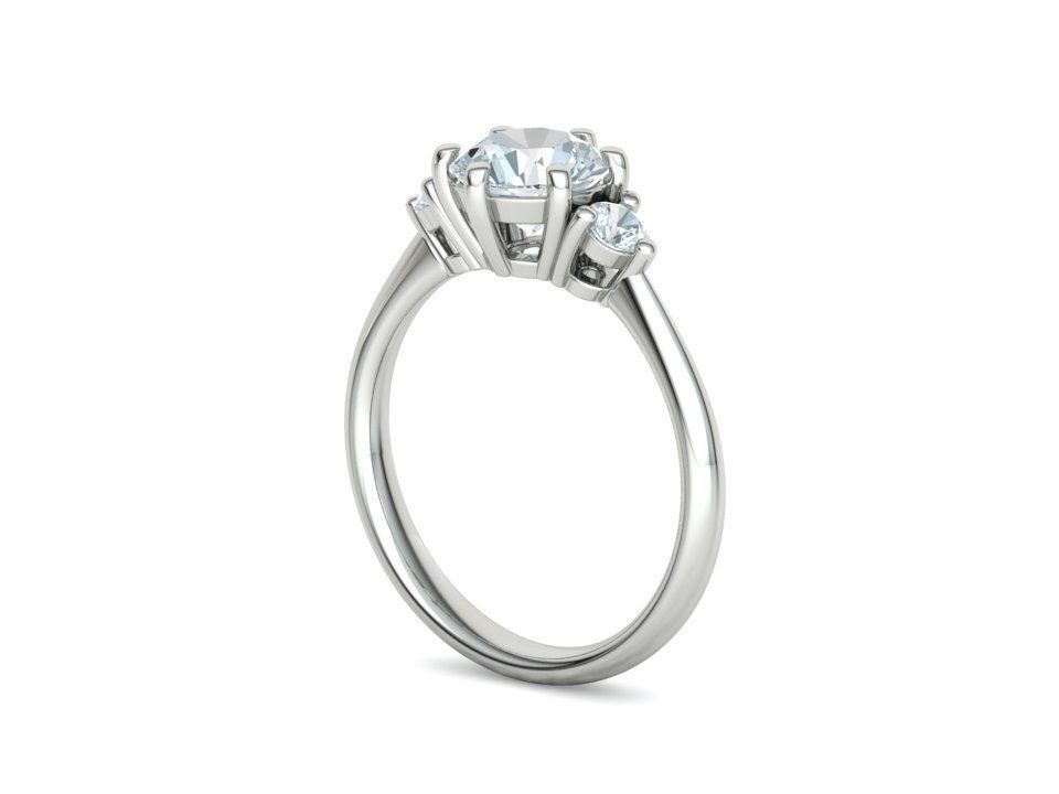 3stone Mia Engagement Ring 7mm diamond 6 claw setting 3dmodel 3D print model_27