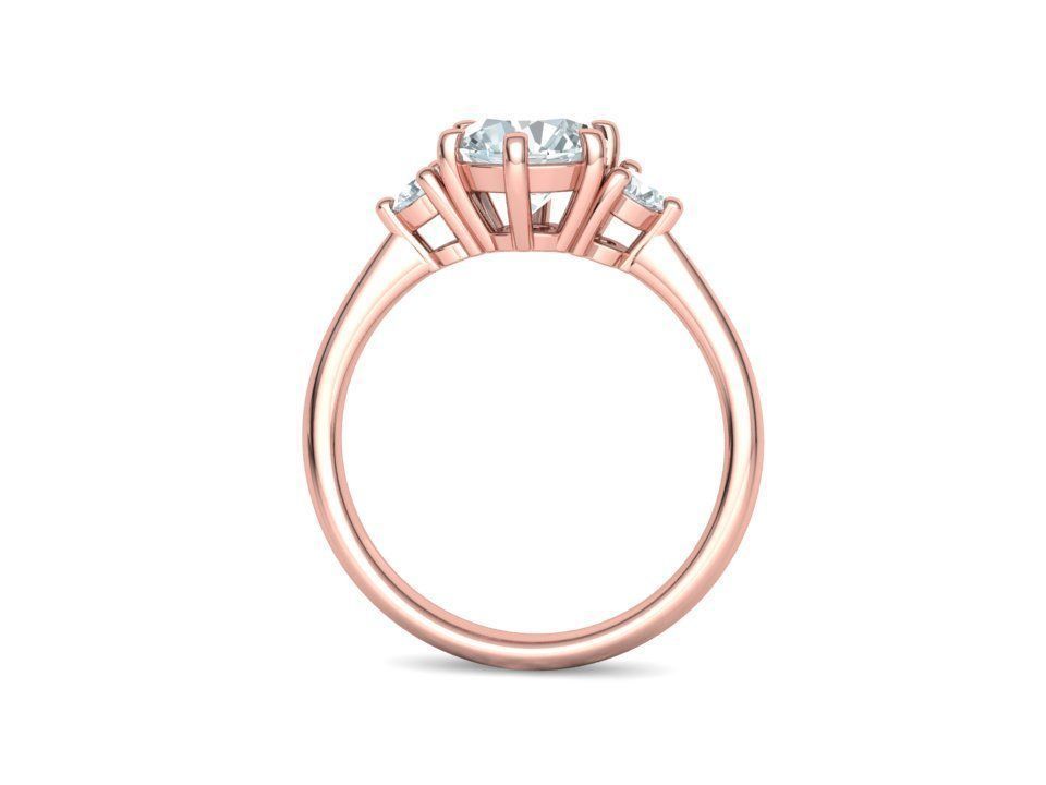 3stone Mia Engagement Ring 7mm diamond 6 claw setting 3dmodel 3D print model_28