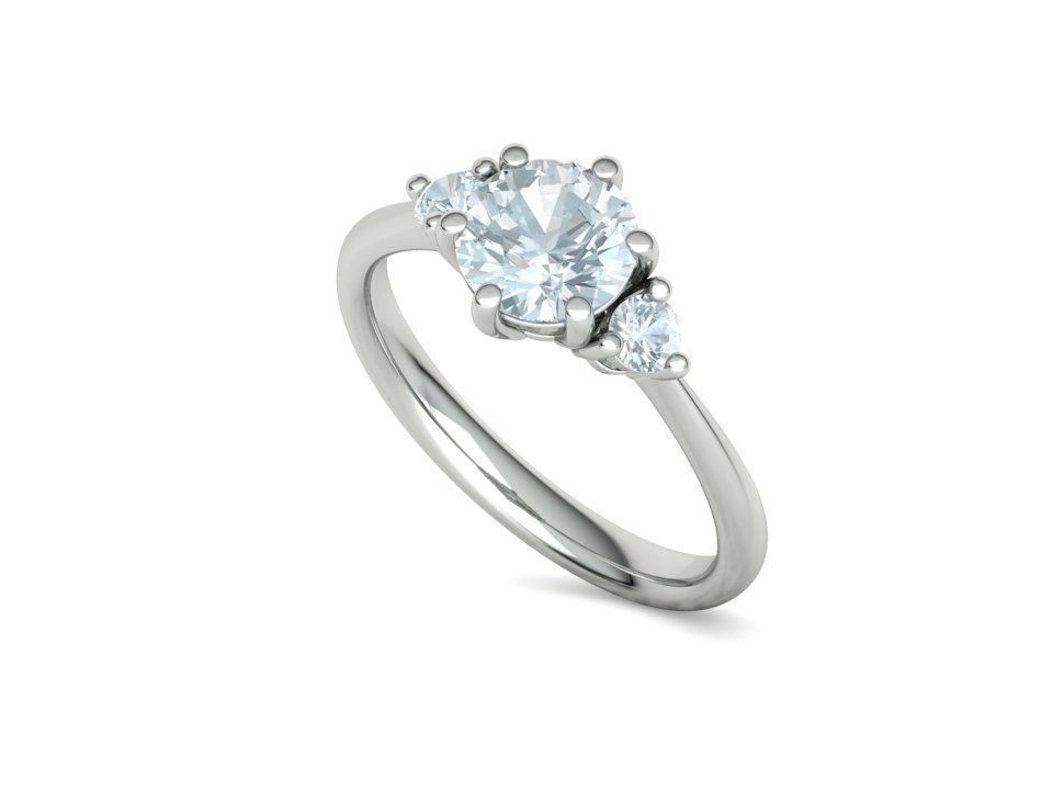 3stone Mia Engagement Ring 7mm diamond 6 claw setting 3dmodel 3D print model_24