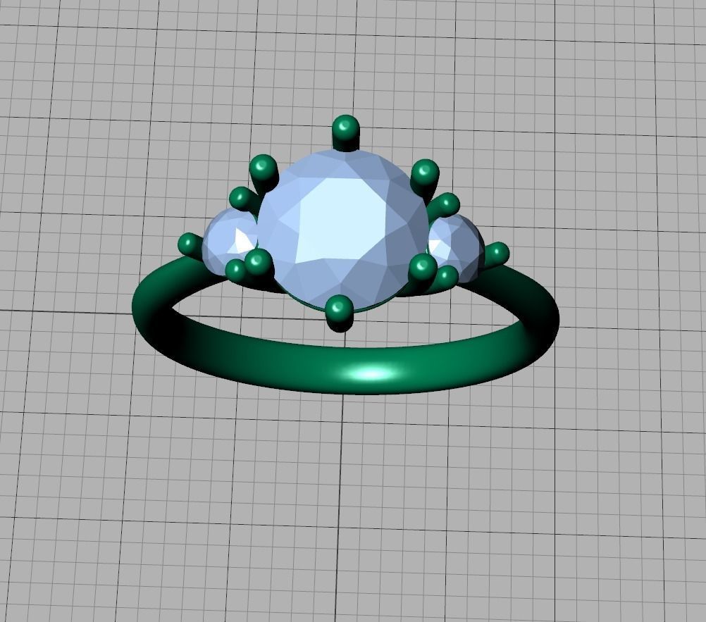 3stone Mia Engagement Ring 7mm diamond 6 claw setting 3dmodel 3D print model_20