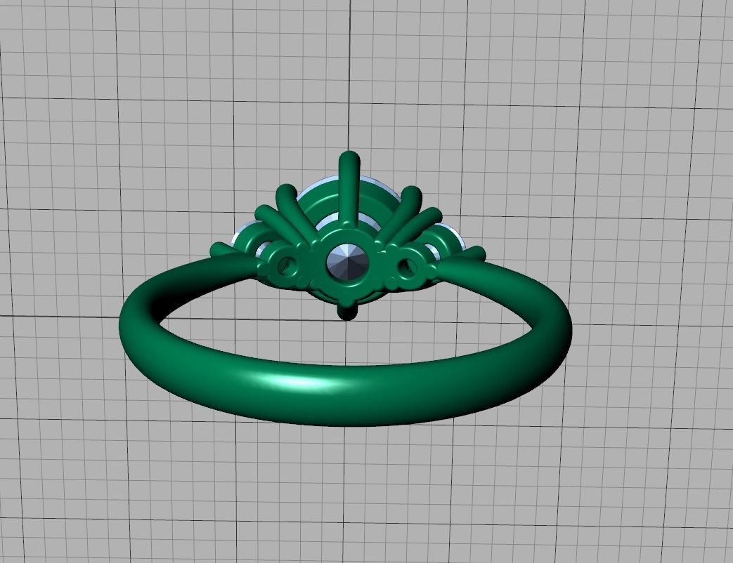 3stone Mia Engagement Ring 7mm diamond 6 claw setting 3dmodel 3D print model_19