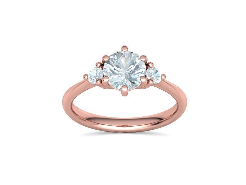 3stone Mia Engagement Ring 7mm diamond 6 claw setting 3dmodel 3D print model_34