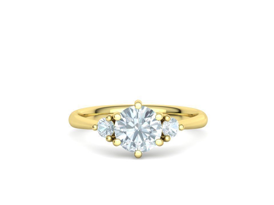 3stone Mia Engagement Ring 7mm diamond 6 claw setting 3dmodel 3D print model_5