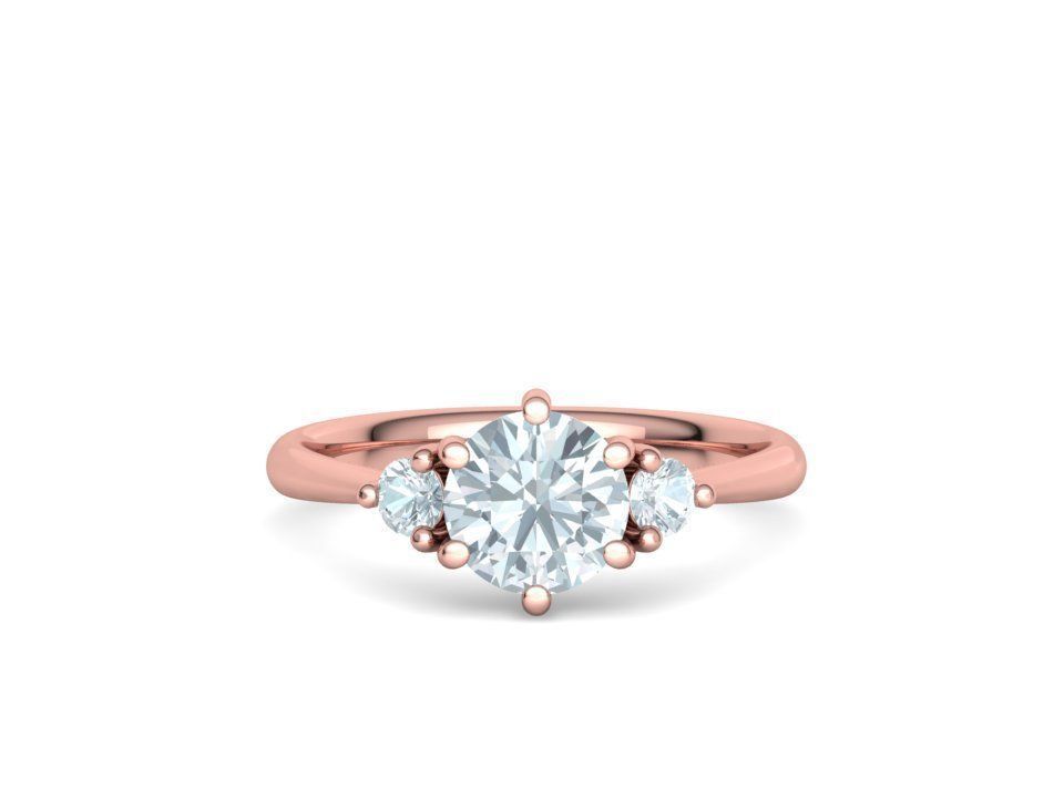 3stone Mia Engagement Ring 7mm diamond 6 claw setting 3dmodel 3D print model_4