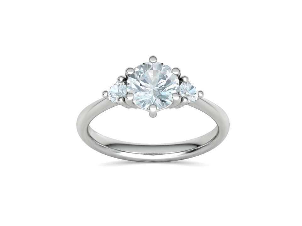 3stone Mia Engagement Ring 7mm diamond 6 claw setting 3dmodel 3D print model_36