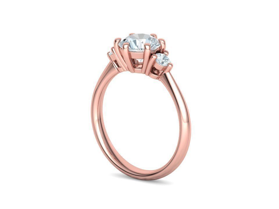 3stone Mia Engagement Ring 7mm diamond 6 claw setting 3dmodel 3D print model_25