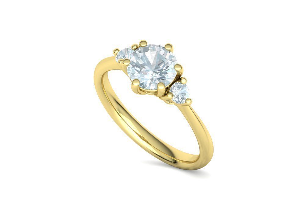 3stone Mia Engagement Ring 7mm diamond 6 claw setting 3dmodel 3D print model_23