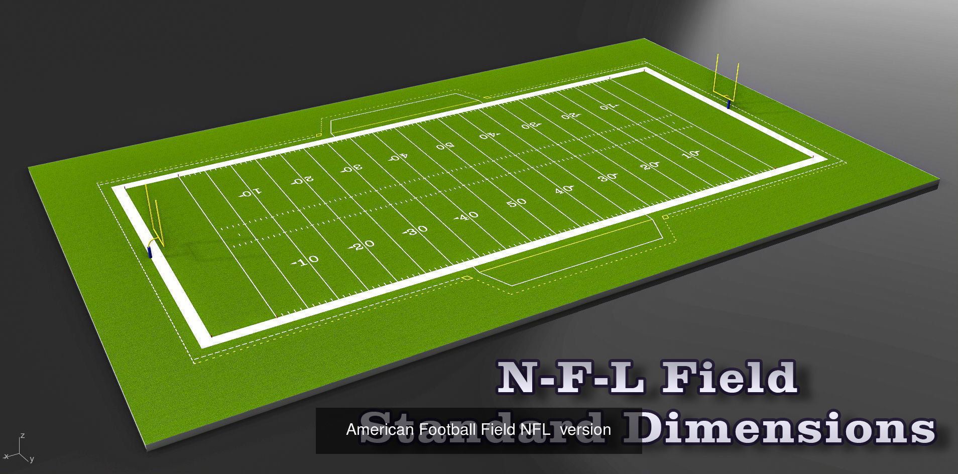 American Football Fields NFL vs College 3D Model Collection_1