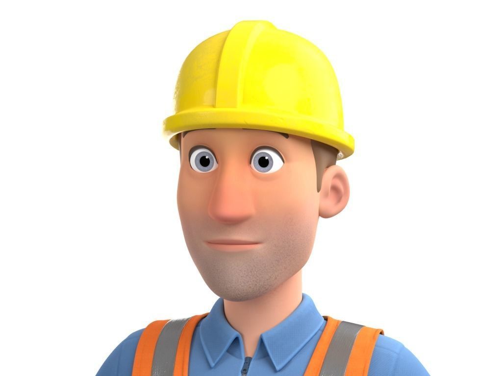 Male Cartoon Worker Construction Character  Low-poly 3D model_22