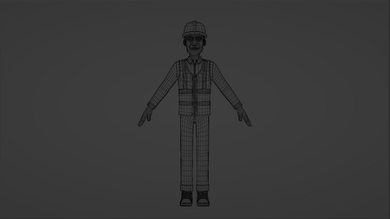 Male Cartoon Worker Construction Character  Low-poly 3D model_23
